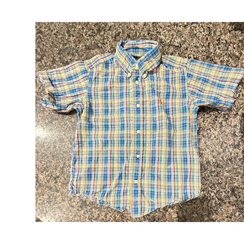 Polo Ralph Lauren Boys Multicolor Plaid Short Sleeve Button Down Shirt Size 7